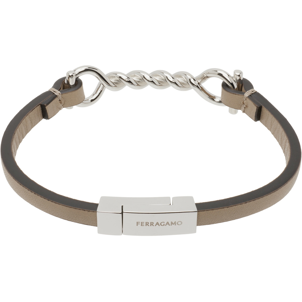 Ferragamo Gancini Leather Bracelet