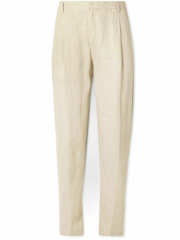 Photo: Sunspel - Straight-Leg Pleated Linen Suit Trousers - Neutrals