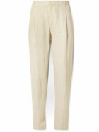 Sunspel - Straight-Leg Pleated Linen Suit Trousers - Neutrals