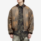 Acne Studios Men's Lorlingo Leather Bomber Jacket in Multi Brown