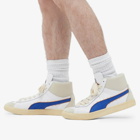 Puma x Rhuigi Clyde Mid BBall Sneakers in White/Royal Sapphire