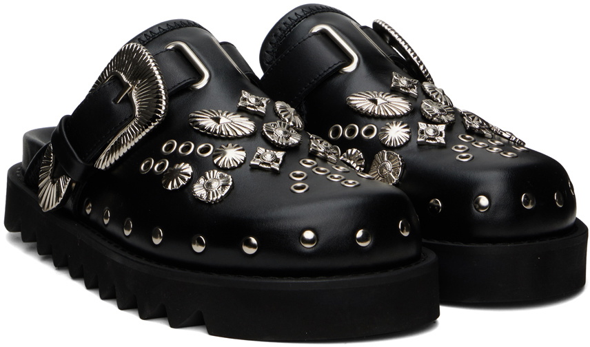 Toga Pulla SSENSE Exclusive Black Eyelet Metal Sabot Loafers Toga Pulla