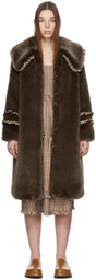 Shrimps Brown Faux-Fur Brandy Coat