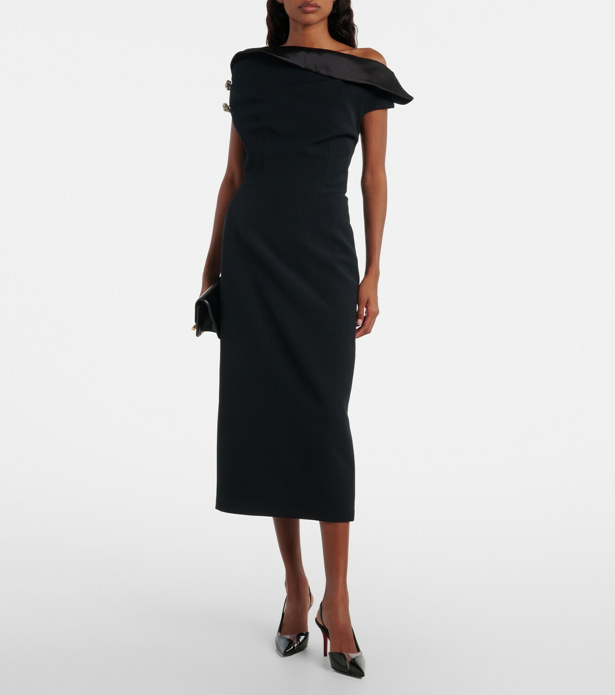 Safiyaa Reina asymmetric embellished midi dress