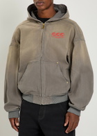Willy Chavarria Juggernaut Hooded Embroidered Canvas Jacket Grey