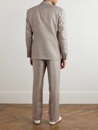 Giorgio Armani - Double-Breasted Wool, Silk and Linen-Blend Hopsack Suit - Brown