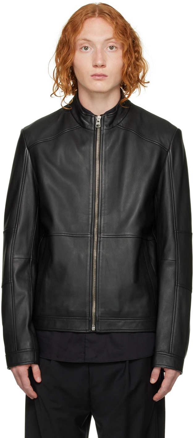 Hugo Black Lokis Leather Jacket Hugo Boss