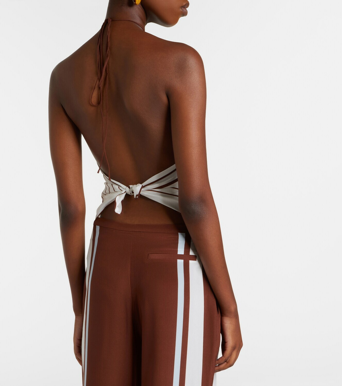SIR Marais striped halterneck silk top