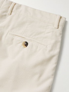 Brunello Cucinelli - Wide-Leg Pleated Cotton-Corduroy Bermuda Shorts - Neutrals