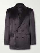 TOM FORD - Double-Breasted Polka-Dot Satin-Jacquard Tuxedo Jacket - Brown