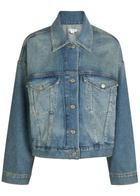 Good American Cropped Denim Trucker Jacket Blue
