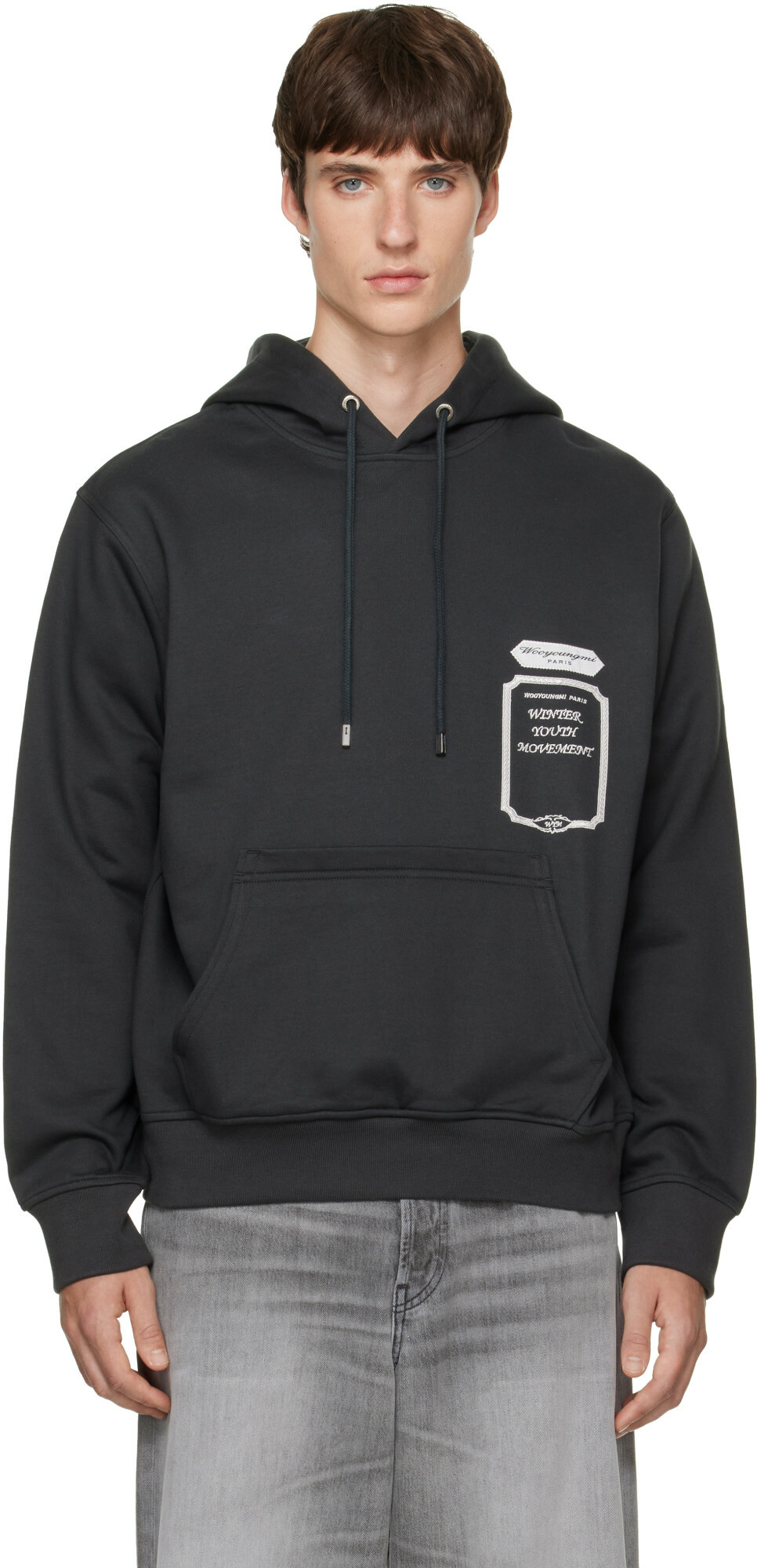 Gosha Rubchinskiy Navy and Grey Combo Hoodie Gosha Rubchinskiy