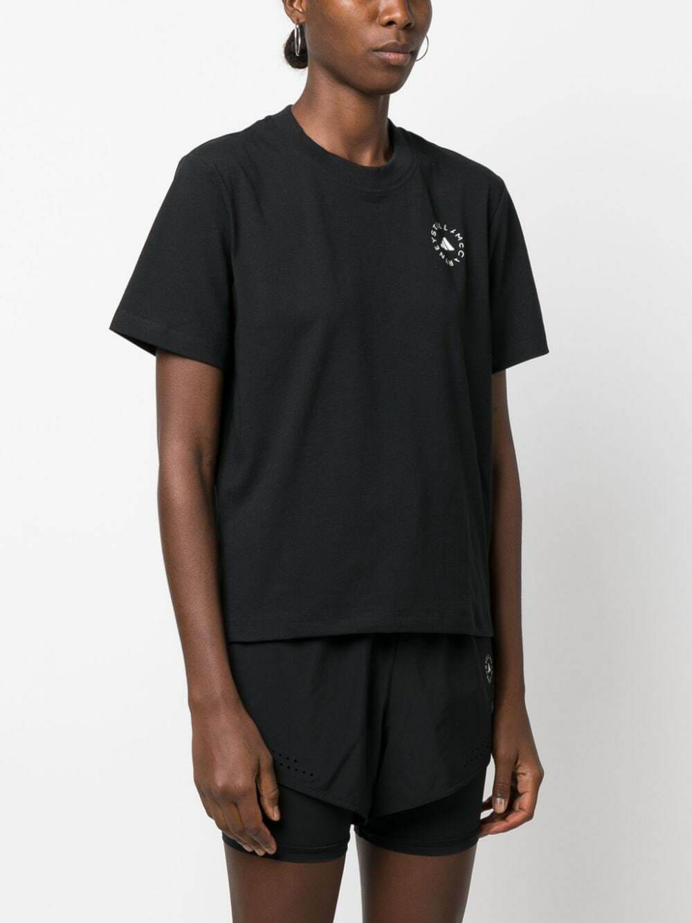 Tシャツ・カットソー ADIDAS BY STELLA McCARTNEY LOGO PRINTED JERSEY T-SHIRT adidas by Stella McCartney Logo Tee - Black | Free Shipping