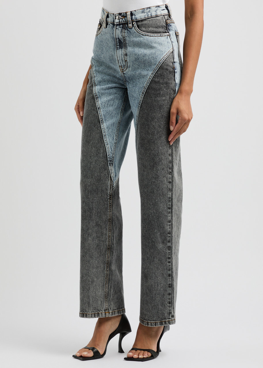 Rotate Sunday Panelled Bleached Straight-leg Jeans Denim 25 (W25 / UK6 / XS)