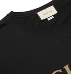 Gucci - Printed Distressed Cotton-Jersey T-Shirt - Men - Black