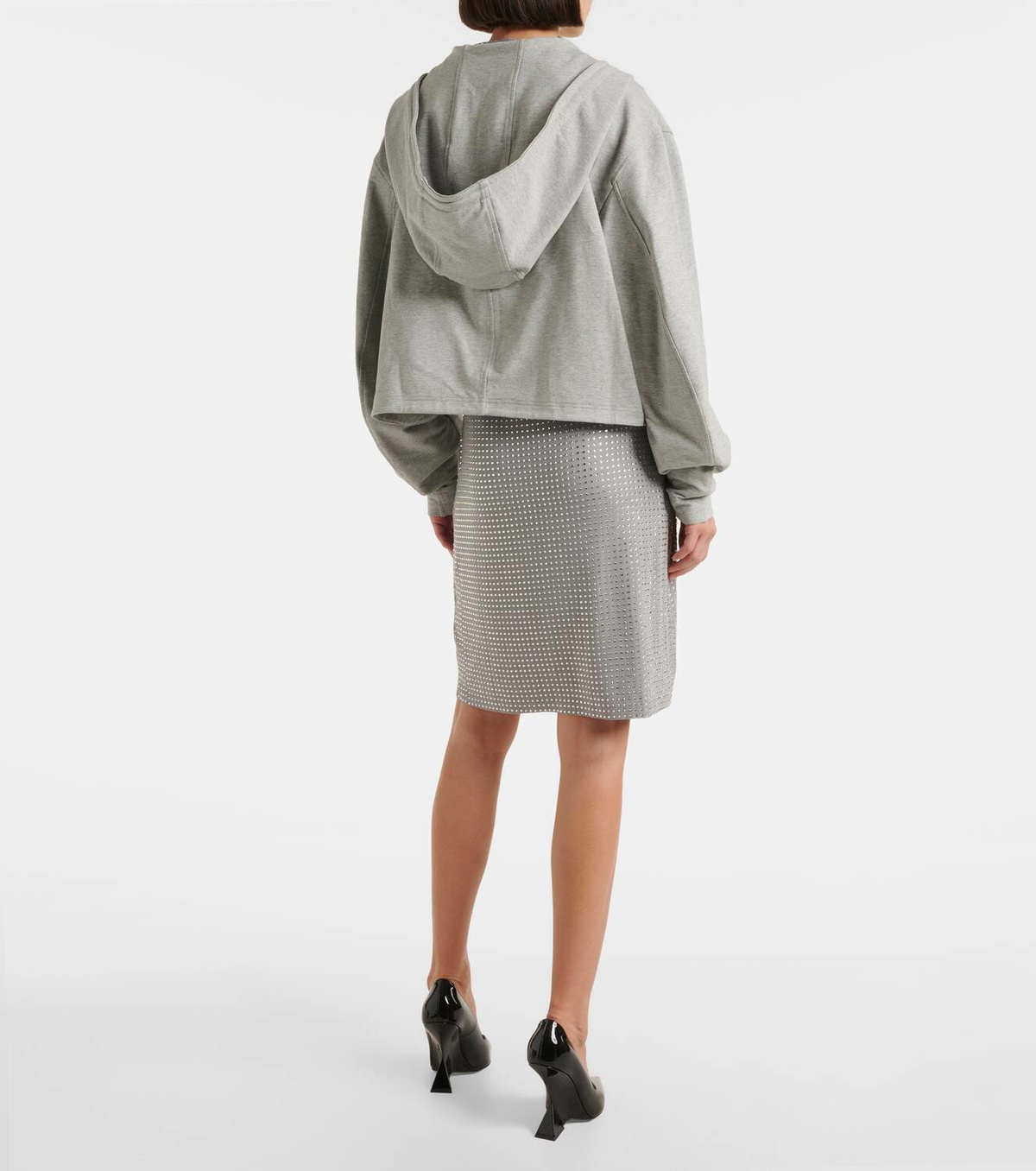 The Attico Asymmetric cotton-blend jersey hoodie