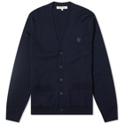 Maison Kitsuné Men's Bold Fox Head Patch Cardigan in Ink Blue