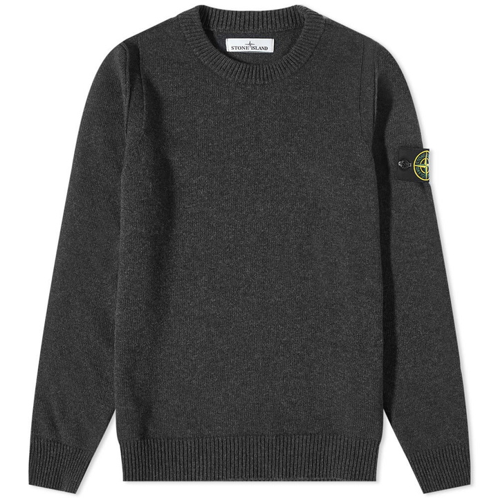 Photo: Stone Island Men's Lambswool Crew Neck Knit in Charcoal