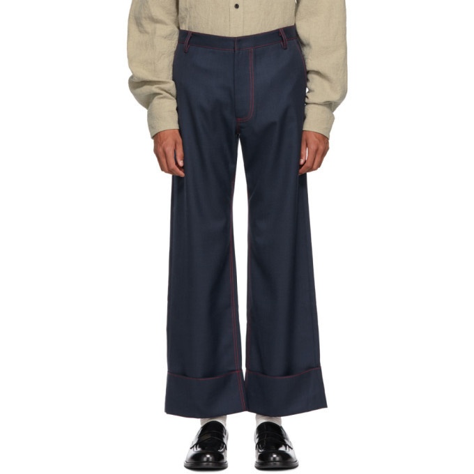 Photo: Chin Mens Navy and Red Patch Pocket Trousers