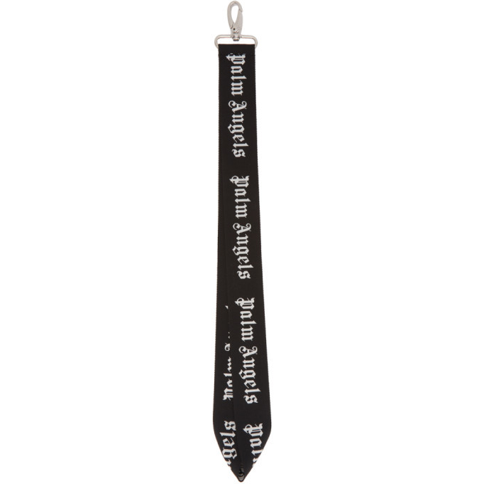 Photo: Palm Angels Black and White Logo Lanyard Keychain