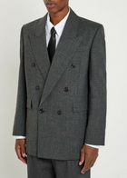 Saint Laurent Double-breasted Wool Blazer Grey
