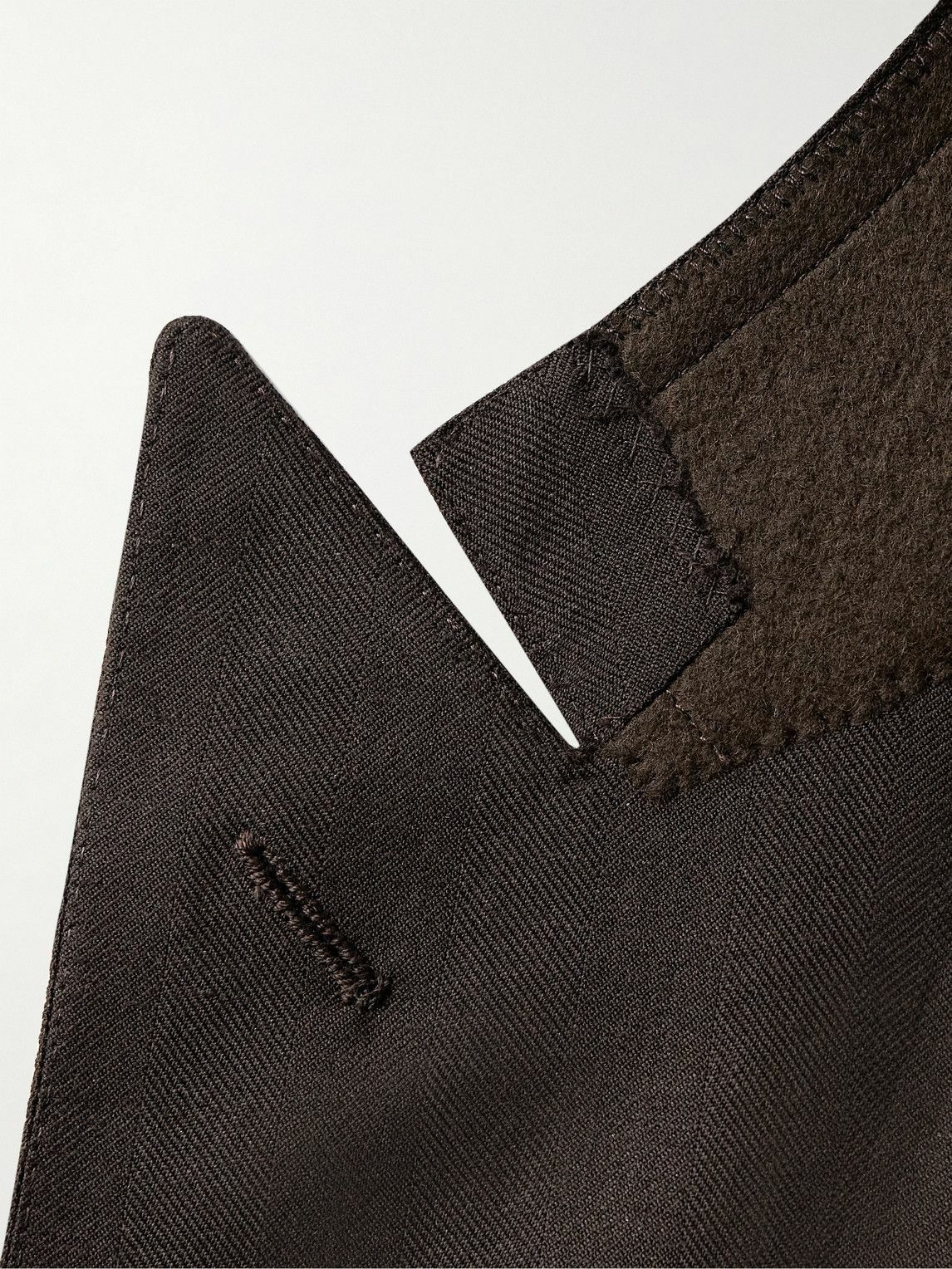 Saman Amel - Slim-Fit Herringbone Wool, Silk and Linen-Blend Twill Suit Jacket - Brown