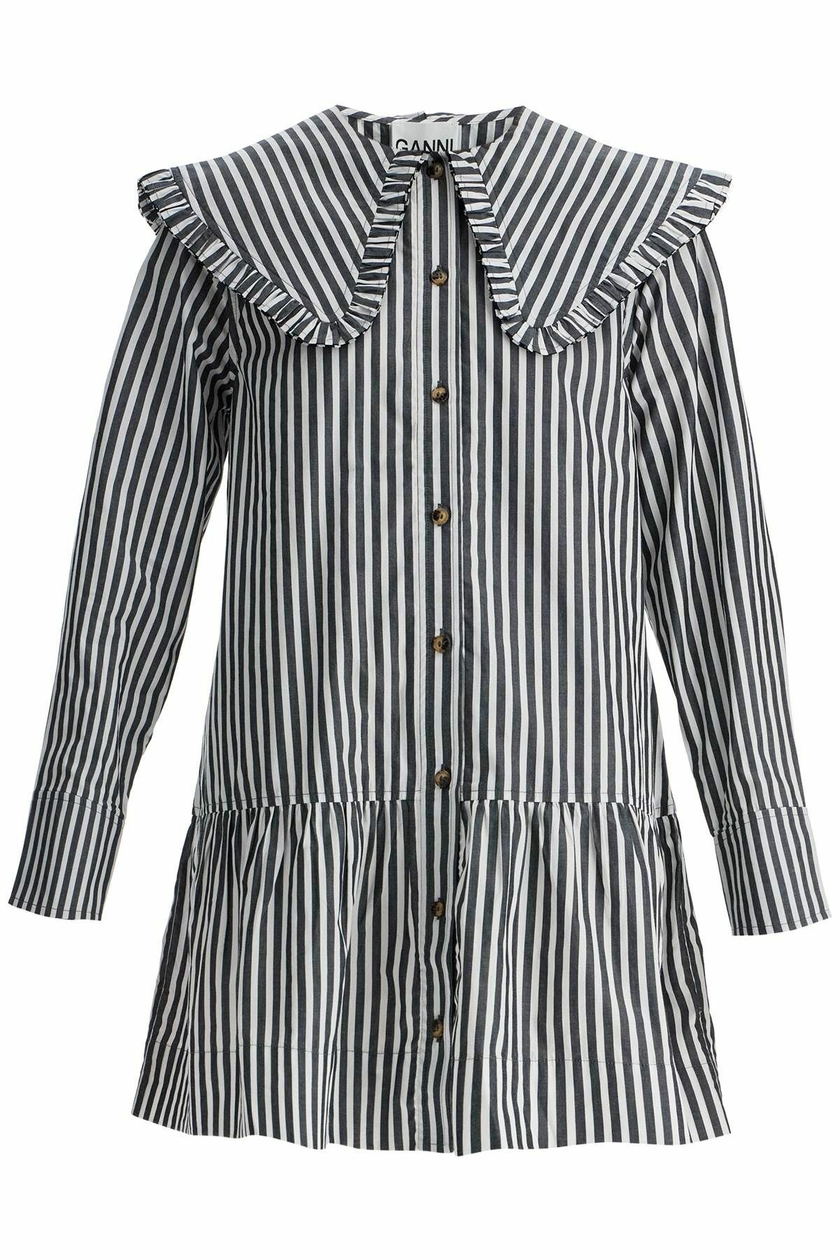 GANNI big collar mini shirt dress White