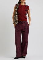 Damson Madder Aggie Bow-embellished Knitted Vest Burgundy