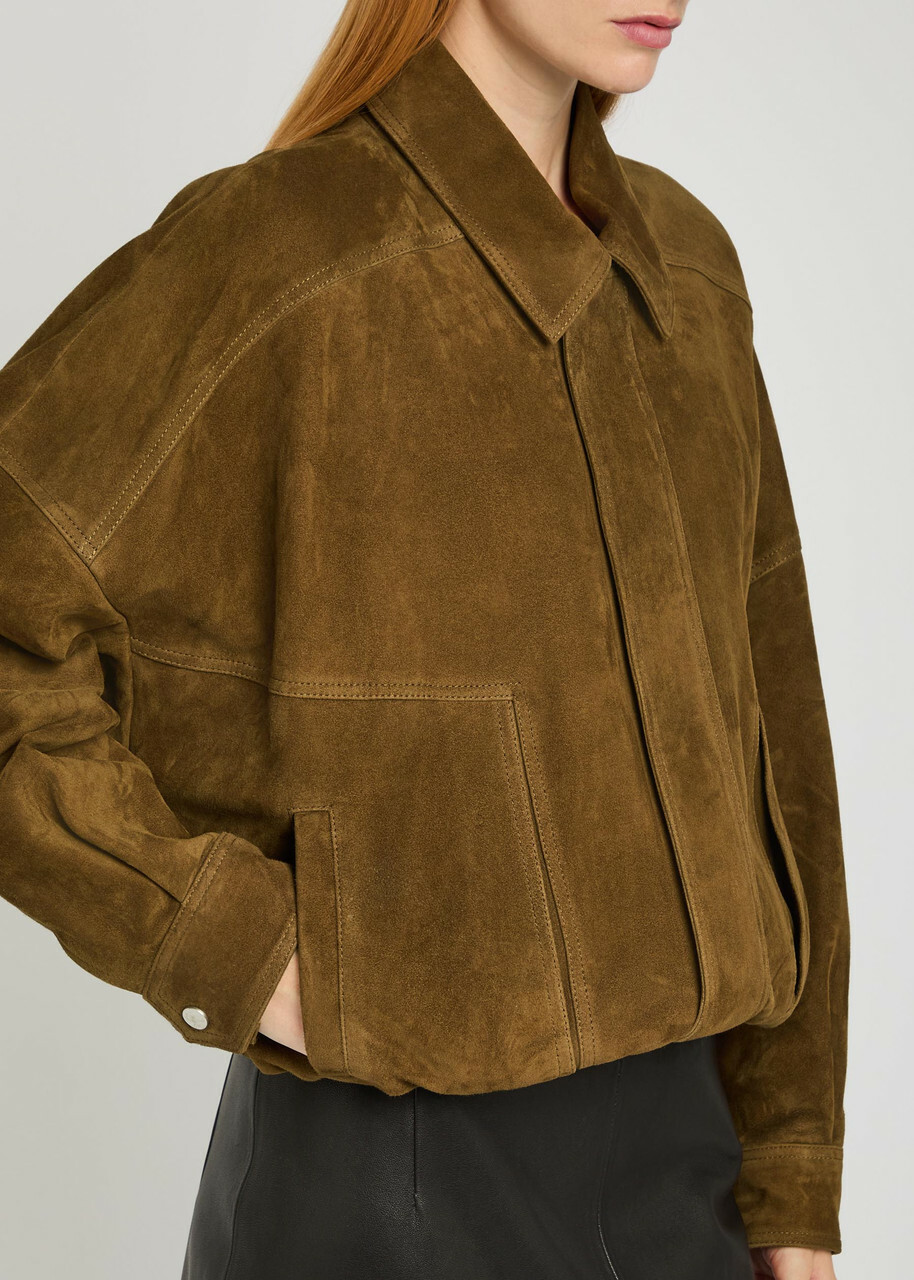 Nour Hammour Dalma Suede Jacket Dark Brown