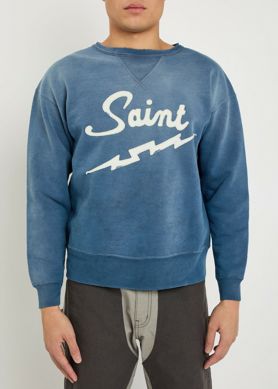 Saint Mxxxxxx Logo-appliquéd Cotton Sweatshirt Navy