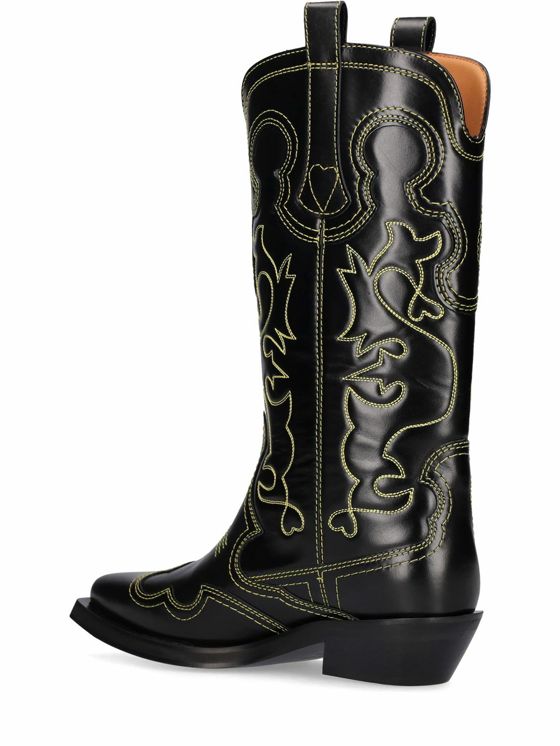 GANNI - 40mm Mid Shaft Embroidered Western Boots GANNI