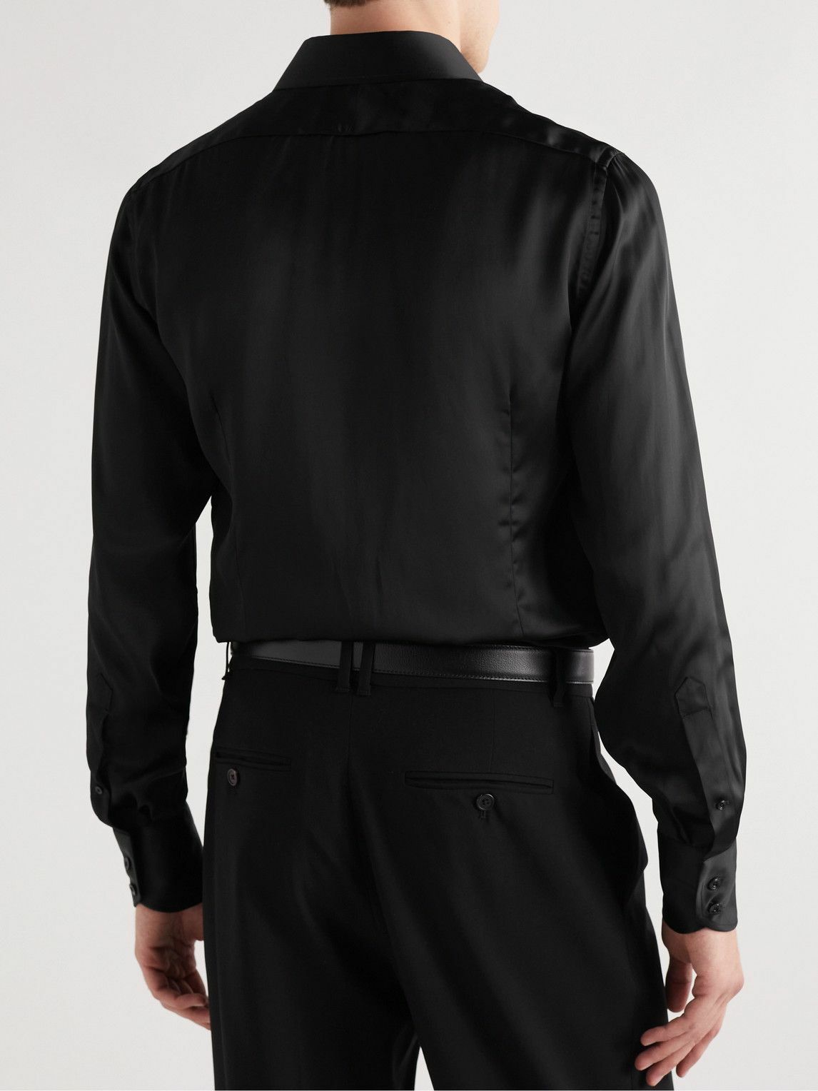 TOM FORD - Slim-Fit Satin Shirt - Black TOM FORD