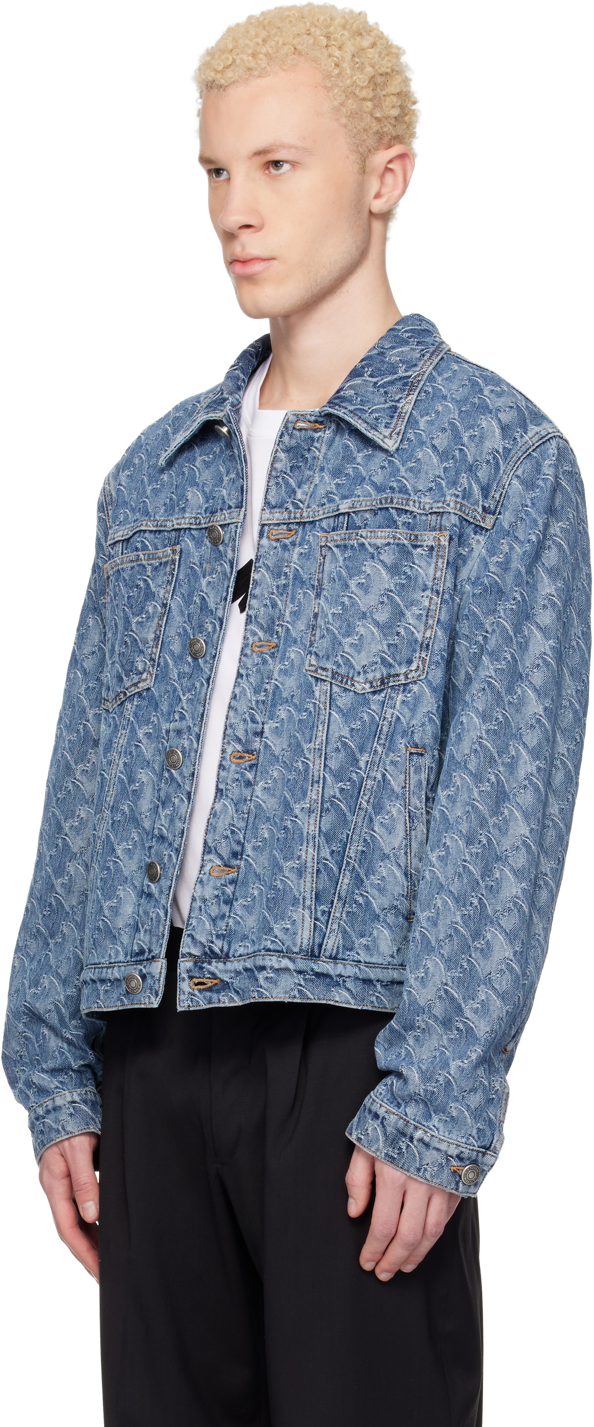 Lanvin Blue Lunar Year Jacquard Denim Jacket