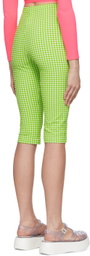 MSGM Green & White Polyester Shorts