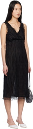 Anna Sui Black Combo Sleeveless Lace Midi Dress