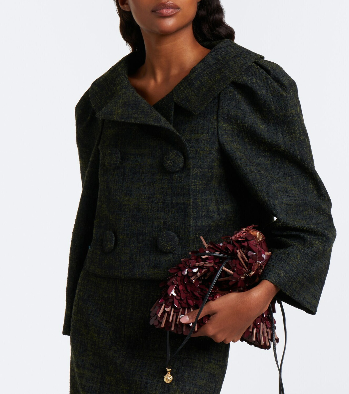 Shushu/Tong Cropped double-breasted tweed jacket