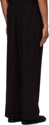 Glass Cypress Black Embroidered Wool Trousers