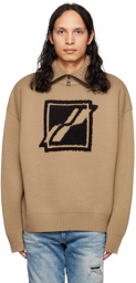 We11done Brown Turtleneck Sweater