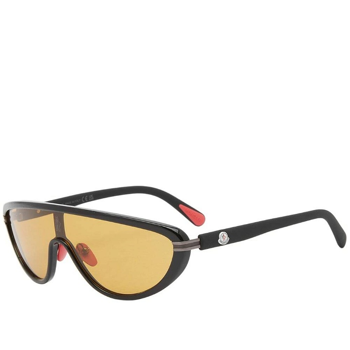 Photo: Moncler Eyewear Men's Vitesse Sunglasses in Shiny Black/Brown