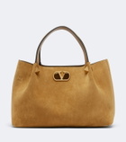 Valentino Garavani VLogo Signature Small suede top-handle bag