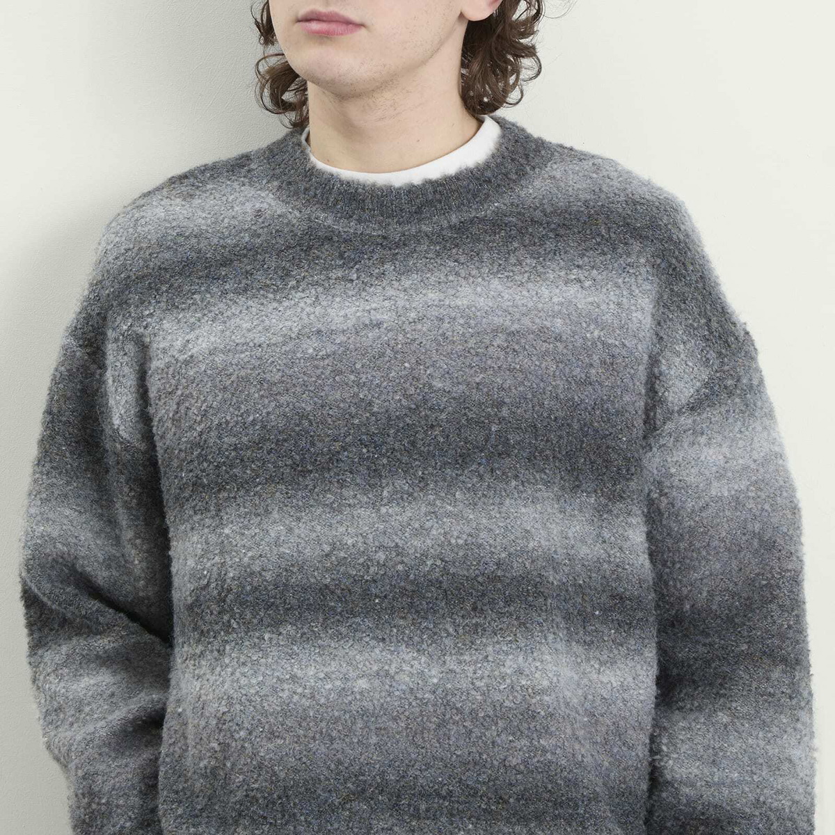 FrizmWORKS Men's Gradation Boucle Knit in Gray