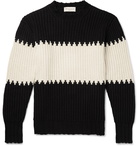 Officine Generale - Colour-Block Ribbed Cotton-Blend Sweater - Black