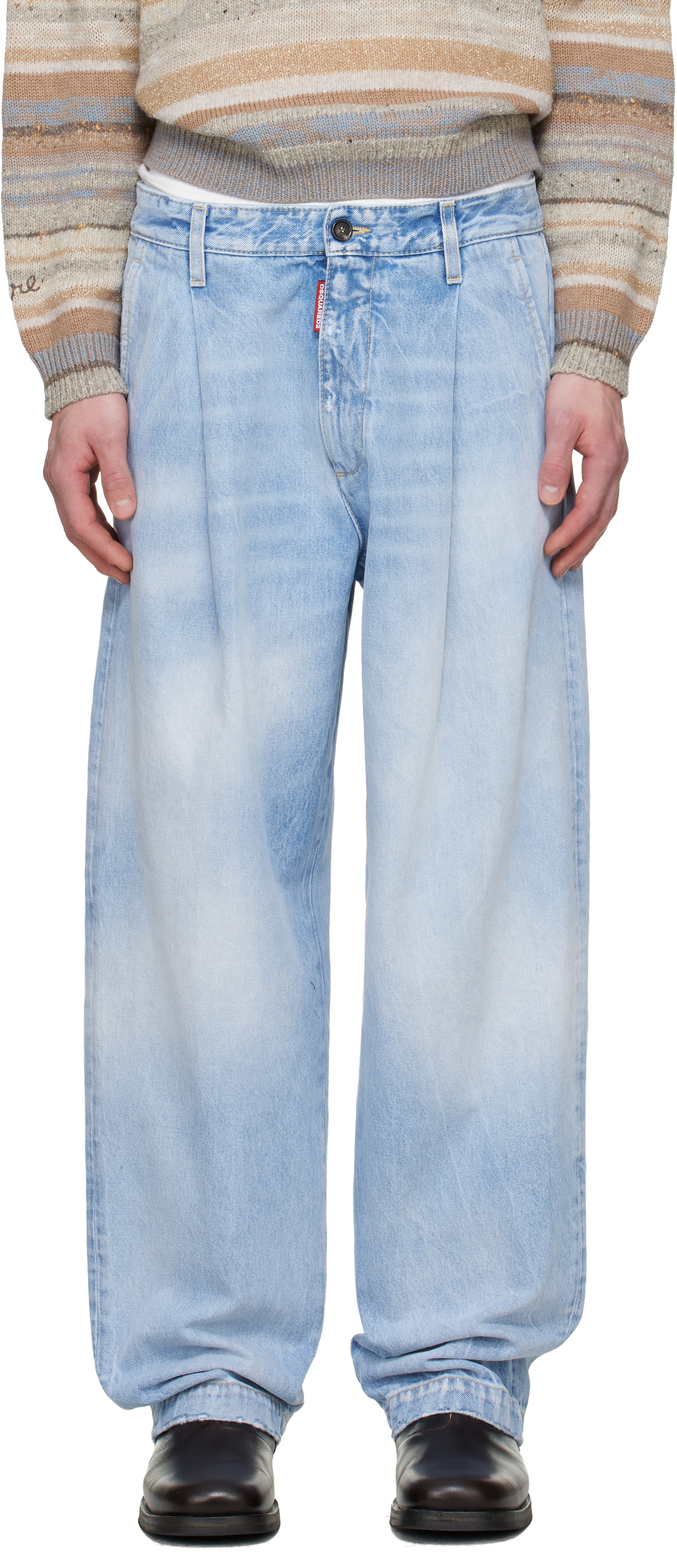 Dsquared2 Blue Light Clean Wash One Pleat Jeans