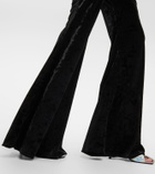 Alexandre Vauthier Halterneck flared velvet jumpsuit