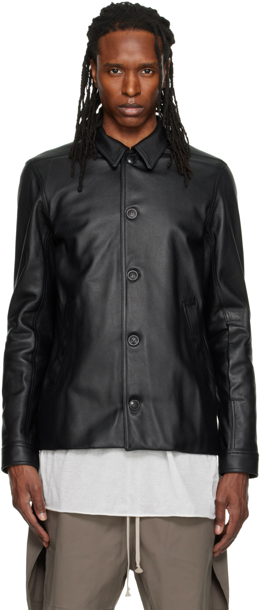 Rick Owens レザーJKT 46 RU15S4771 イタリア製 Rick Owens - Cropped Buckled Leather Jacket Rick Owens