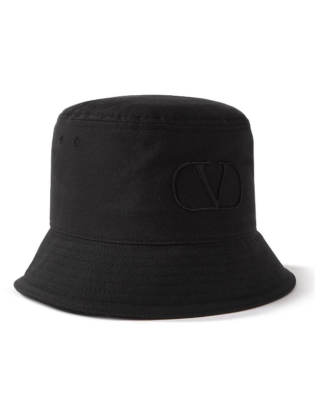 Photo: Valentino - Valentino Garavani Logo-Embroidered Cotton-Twill Bucket Hat - Black