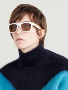 Bottega Veneta - Square-Frame Rubber-Trimmed Acetate Sunglasses