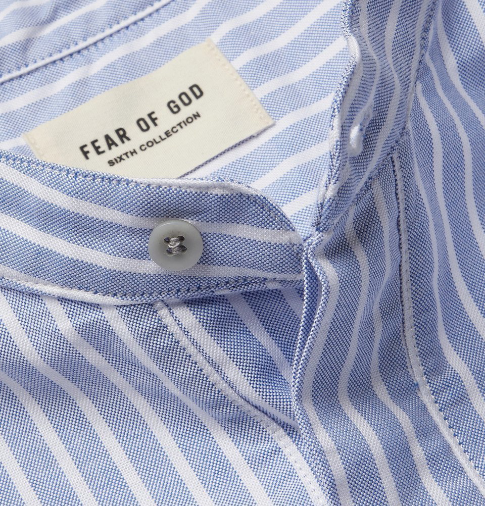 Fear of God - Oversized Grandad-Collar Striped Cotton Oxford Half