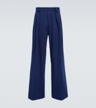 King & Tuckfield Pleated wide-leg denim pants