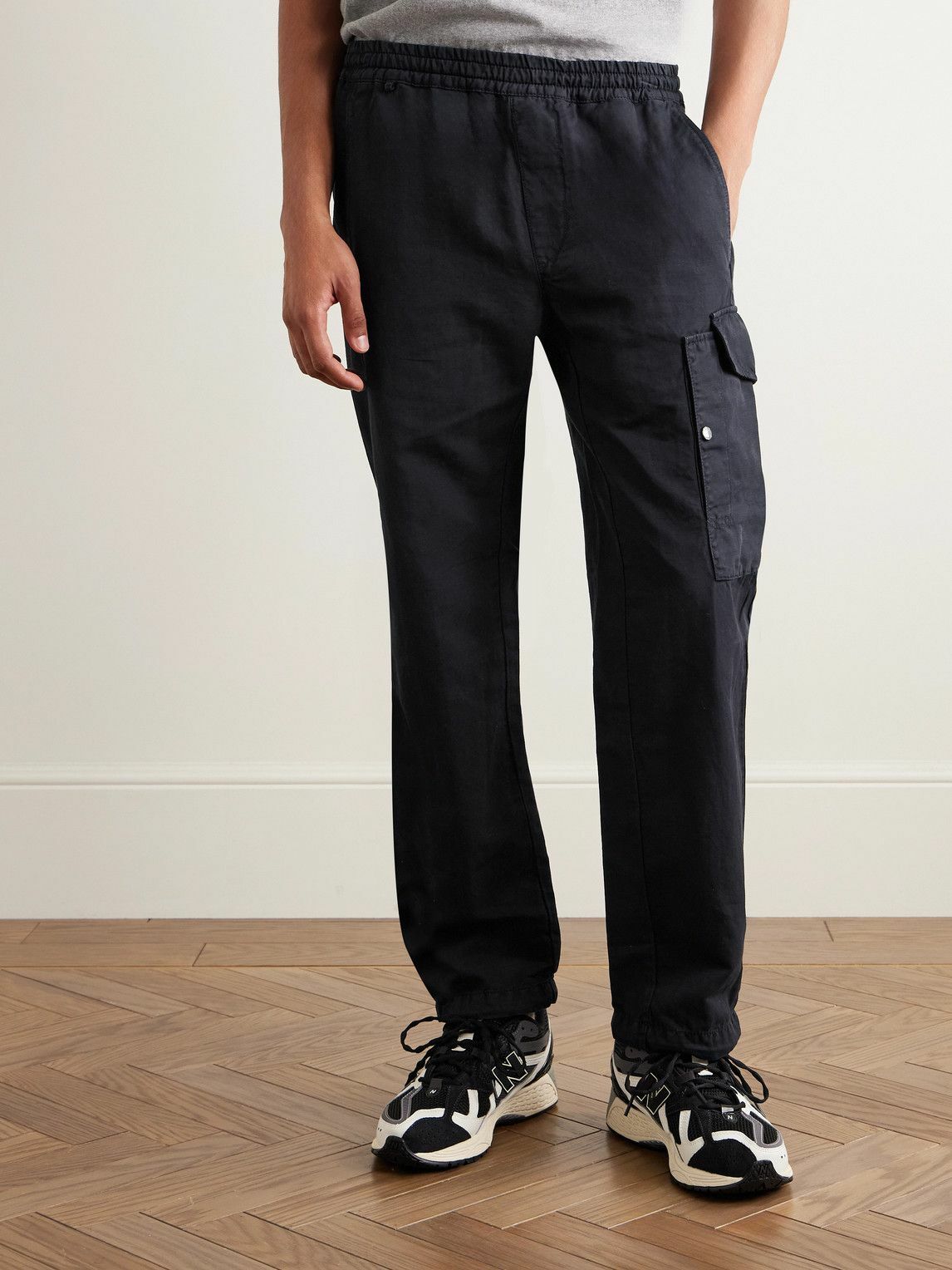 C.P. Company - Straight-Leg Logo-Appliquéd Cotton and Linen-Blend Cargo Trousers - Blue